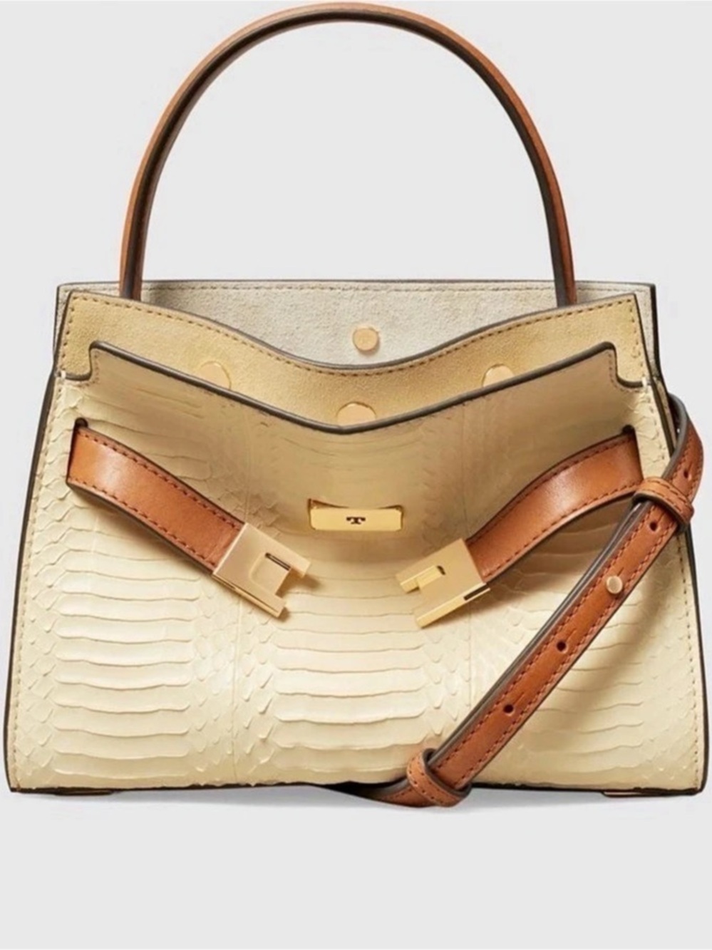 NWT Tory Burch
Lee Radziwill Small Snake-Embossed
Leather Top Handle Bag